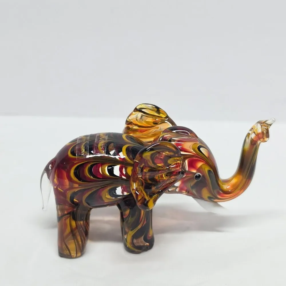 Vintage LENOX Amber Red Elephant Art Glass Handblown Figurine